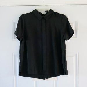 black button back chiffon blouse